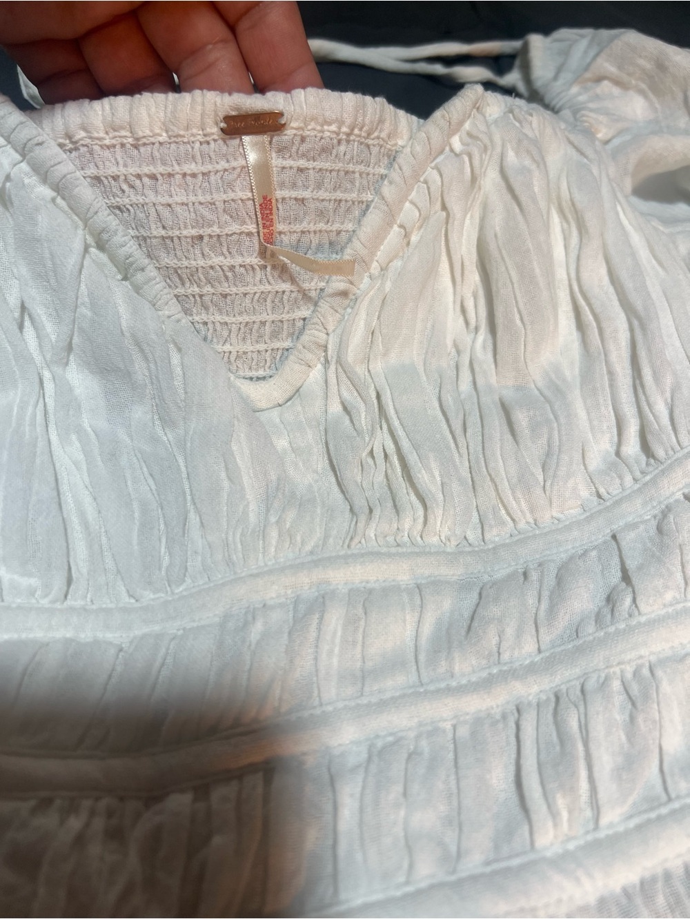 Free People White Peasant-Style Sweetheart Neck Blouse - Picture 8 of 9
